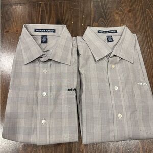 Pair of Mack Trucks Devon & Jones Men's Crown Collection Glen Plaid Dress Shirt